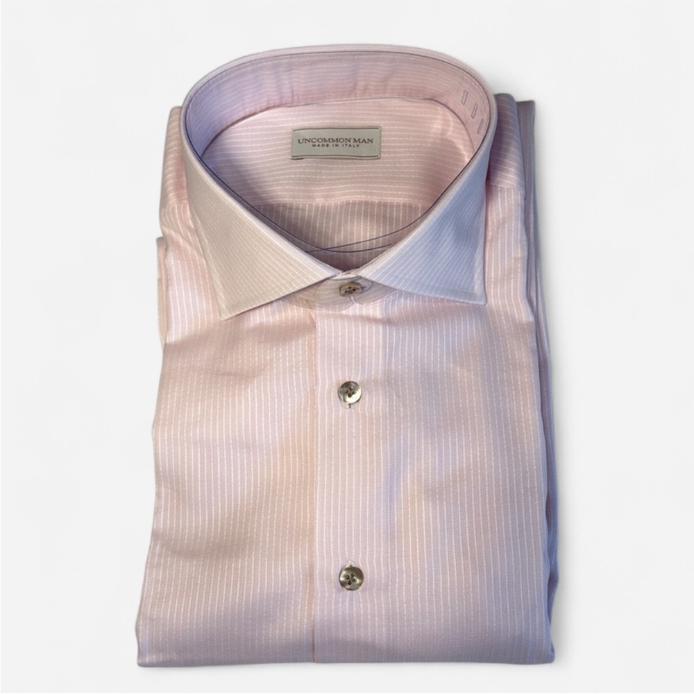Uncommon Man Pink Pinstripe Dress Shirt NWOT Neck 17”/Arm 35”